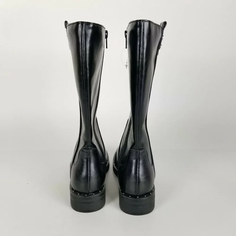 Wonder Nation Girls Size‎ 5 Studded Riding Moto Boots Black Zippered Non Marking